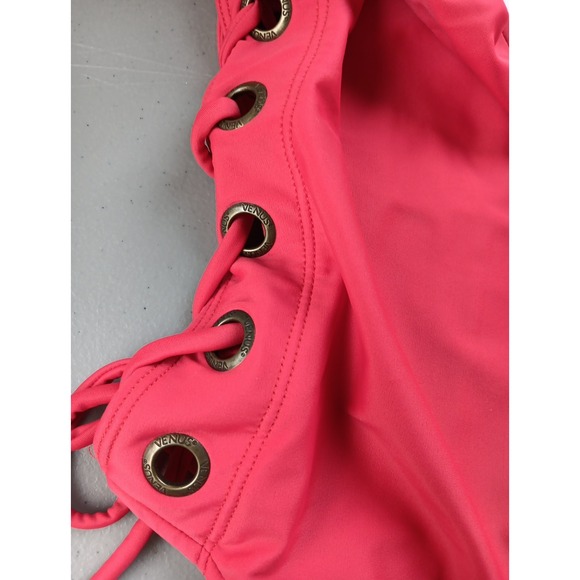 Vintage 80s Womens One Piece Swimsuit 12 Red High‎ Cut Sexy Baywatch Open Sides - Picture 6 of 12